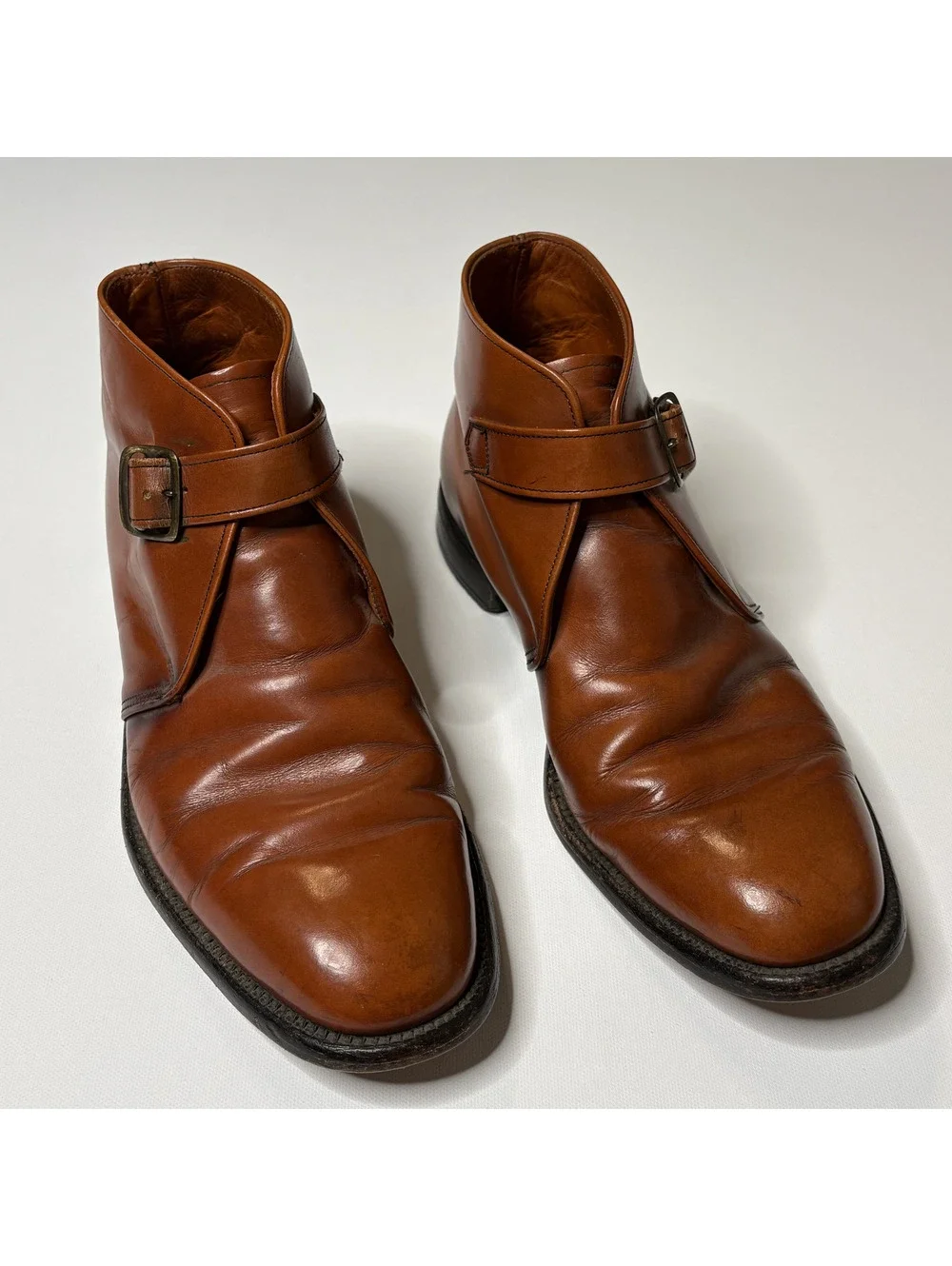 Vintage Winthrop Men 10 Brown Leather Monk Strap Shoes